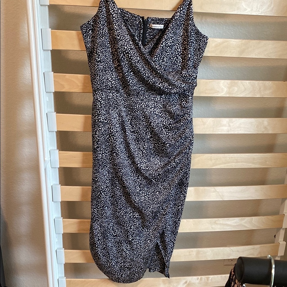 Abercrombie & Fitch Black and Silver Ruched One Shoulder Dress